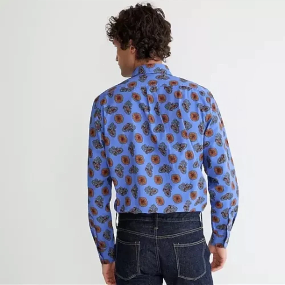 J. Crew Vintage Twill Casual Button Up Shirt in a Purple Blue Paisley Print